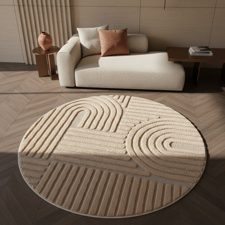 Teppich Hochflor Skandi-Boho Muster Polypropylen Wohnzimmer_Rund_