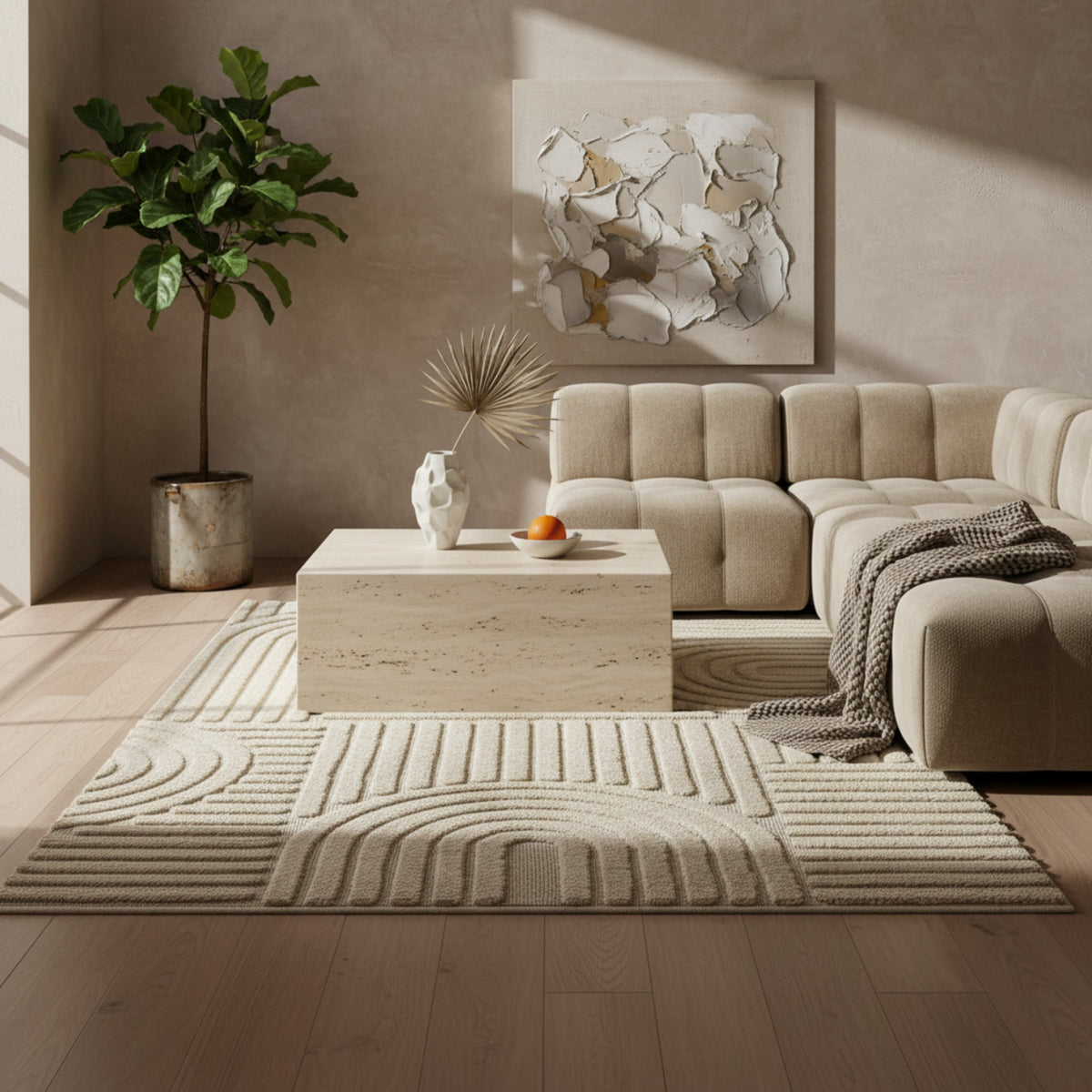 3D Hochflor-Teppich Skandinavisch Boho – Waschbar | Hoch-Tief-Effekt | Saugroboter-geeignet – Ansicht 18