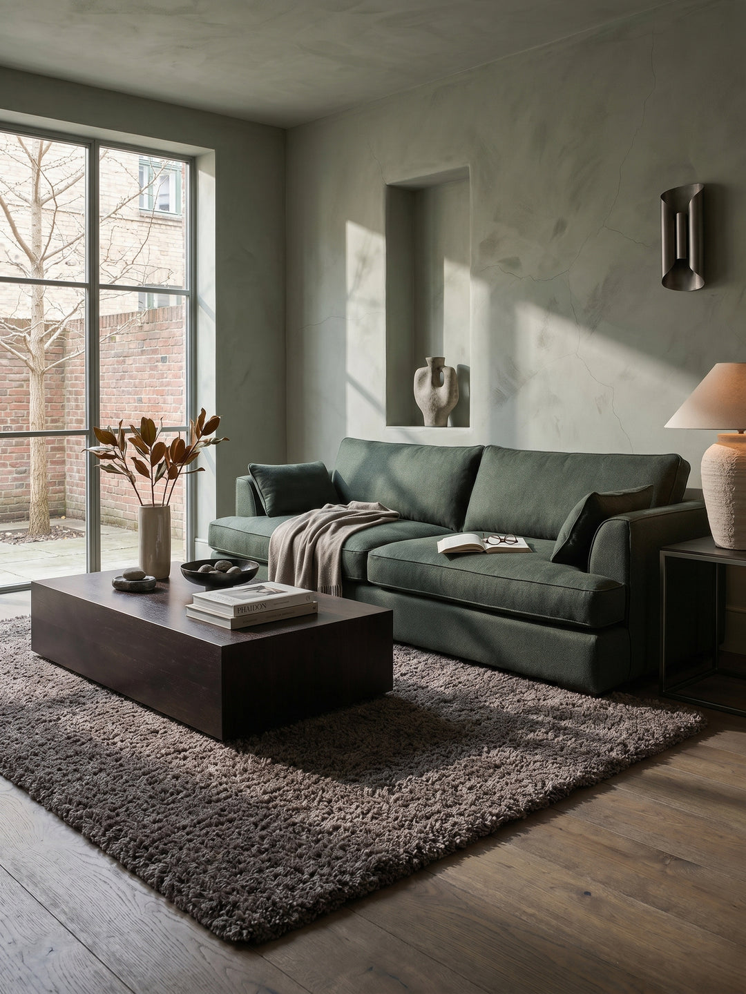 Teppich Taupe rechteckig im modernen Wohnzimmer_