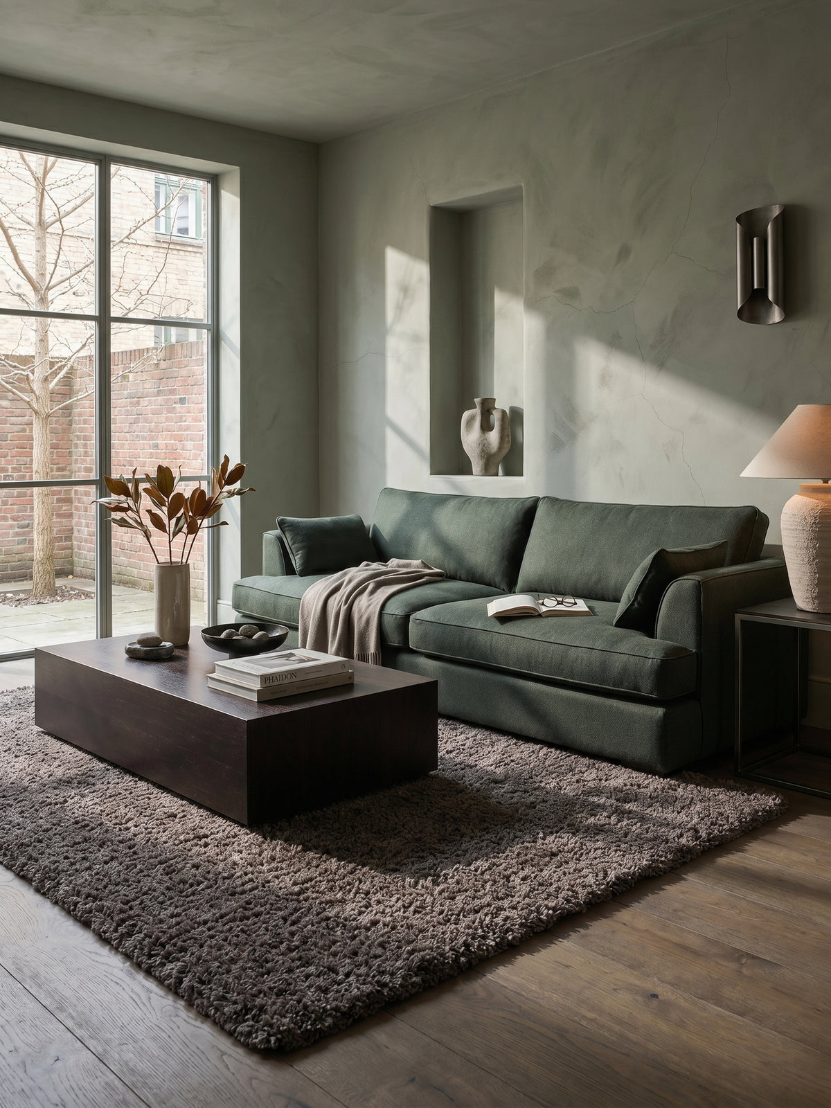 Teppich Taupe rechteckig im modernen Wohnzimmer_
