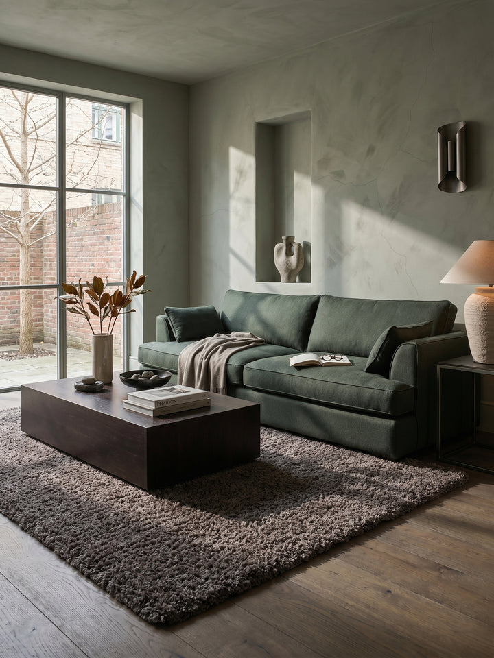 Teppich Taupe rechteckig im modernen Wohnzimmer_