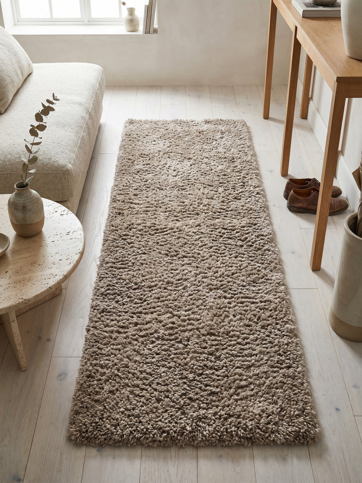 Teppich Beige Läufer Draufsicht_