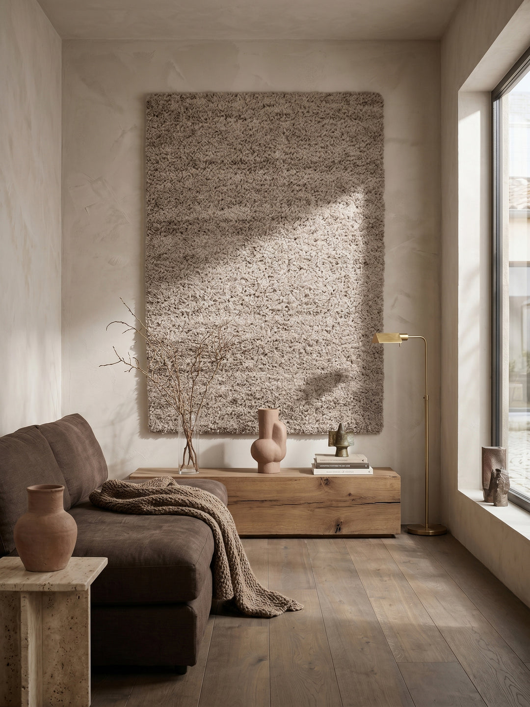 Teppich Beige als Wandteppich_