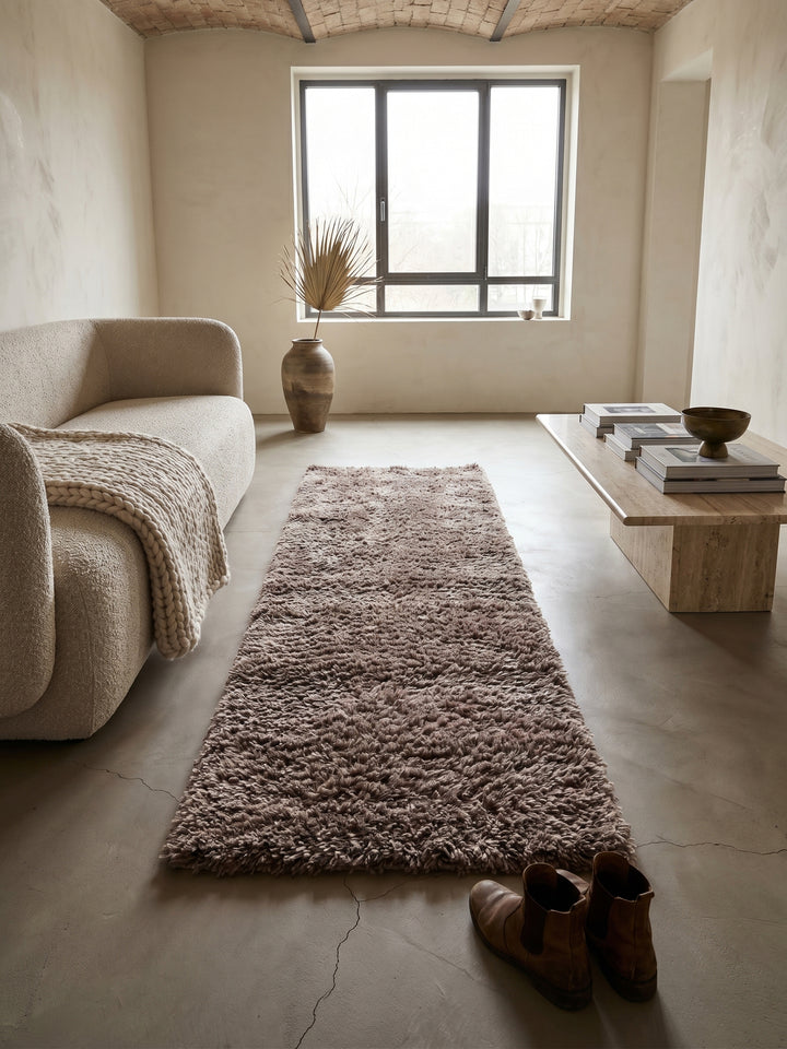 Teppich Taupe Läufer Draufsicht_