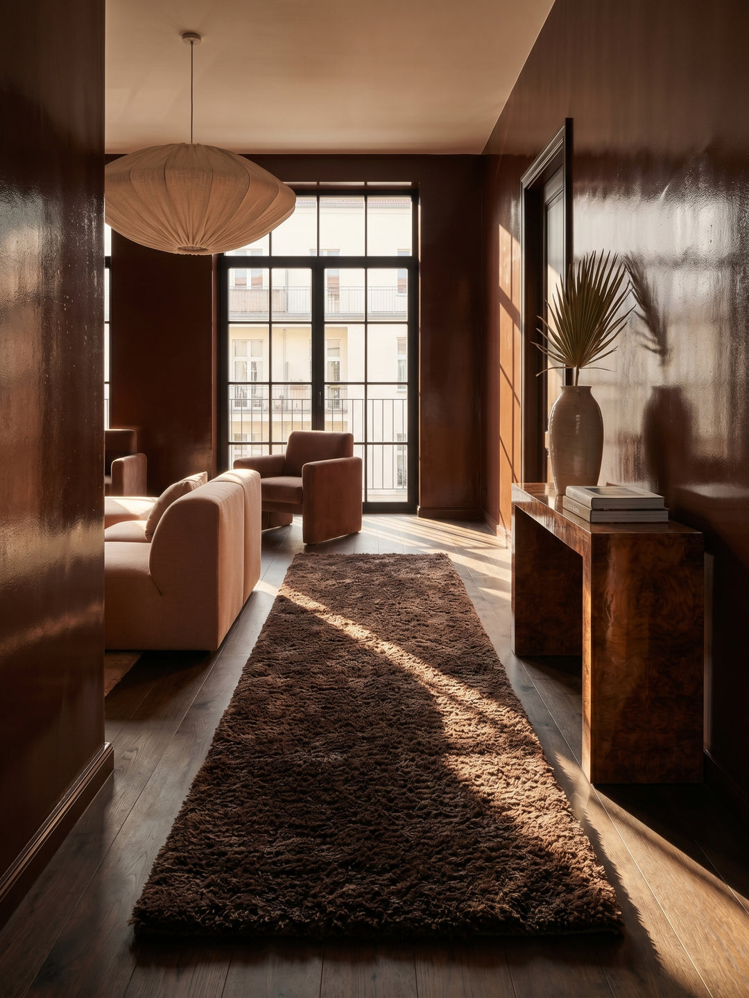 Teppich Brown Läufer im modernen Wohnzimmer_