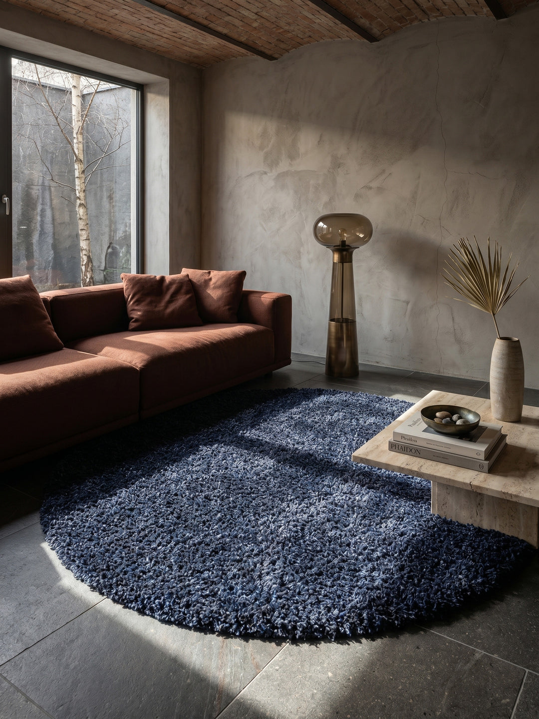 Teppich Navy rund Draufsicht_