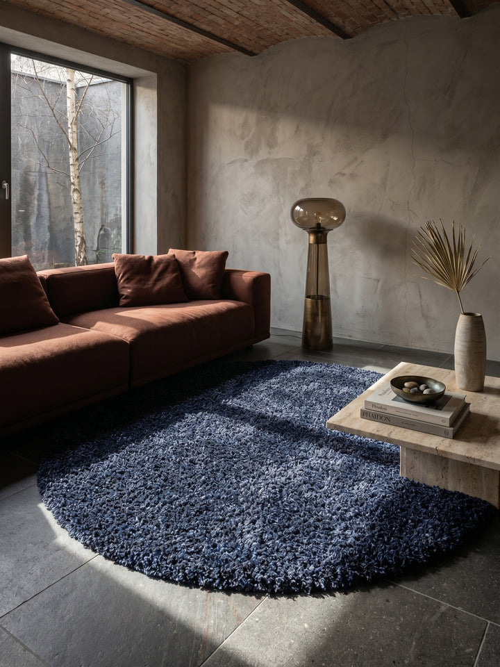 Teppich Navy rund Draufsicht_