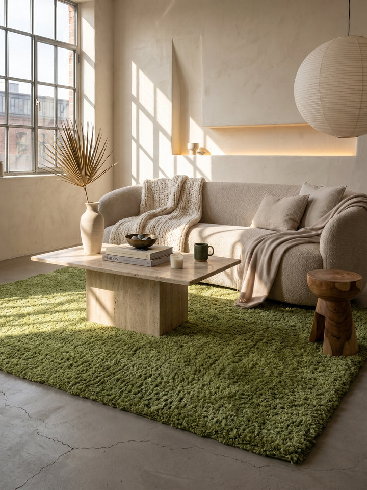 Teppich Green rechteckig im modernen Wohnzimmer_