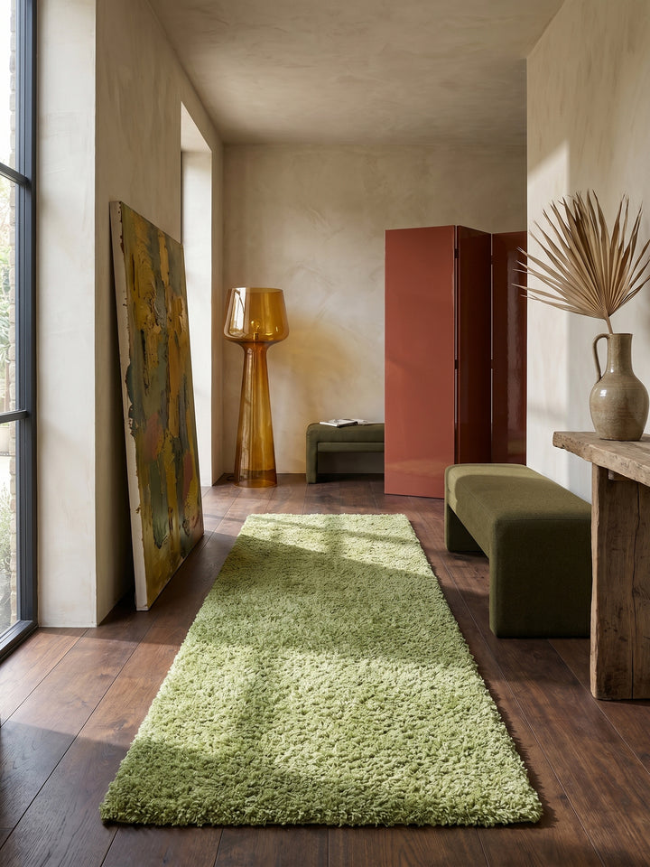 Teppich Green Läufer im modernen Wohnzimmer_