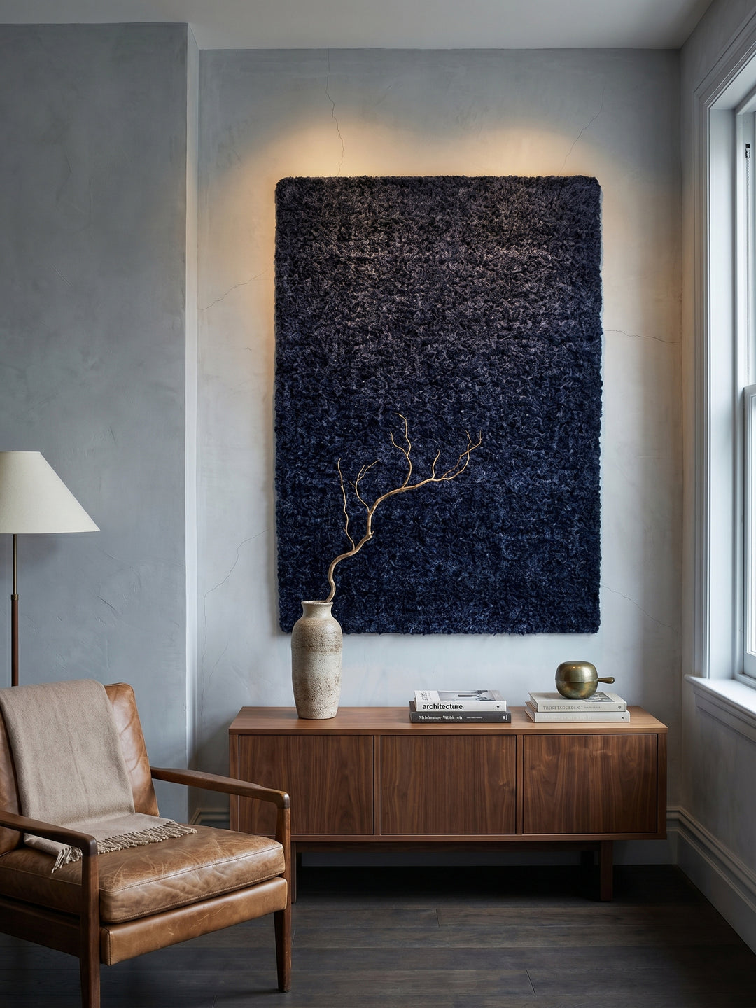 Teppich Navy als Wandteppich_