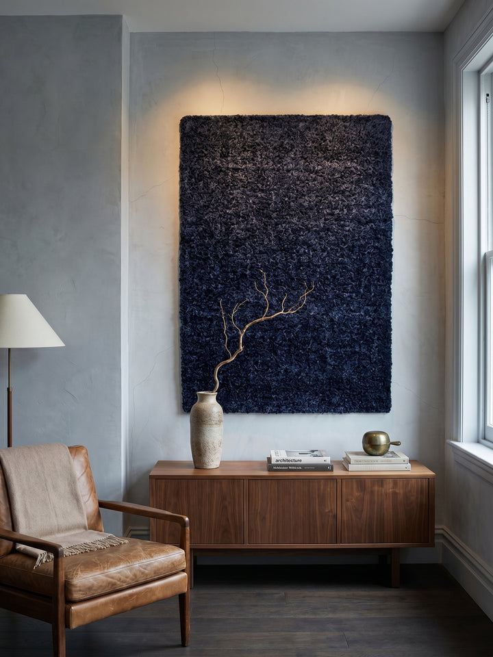 Teppich Navy als Wandteppich_