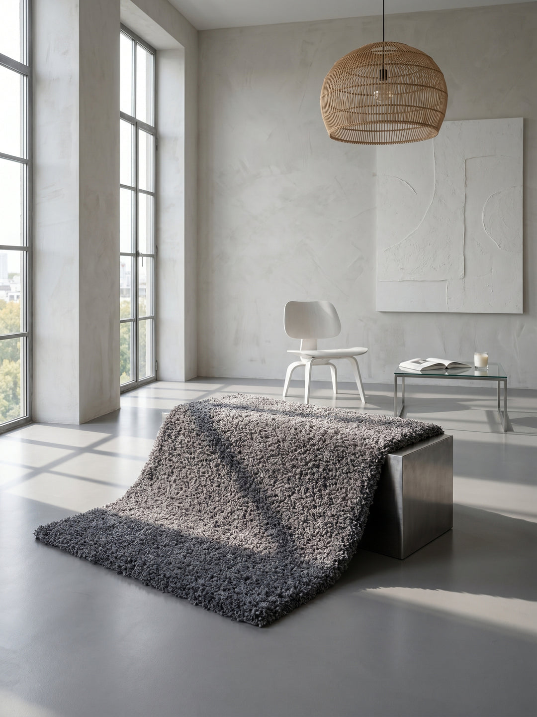 Teppich Grey rechteckig im modernen Wohnzimmer_