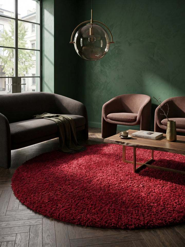 Teppich Red rund gemütliche Wohnszene_