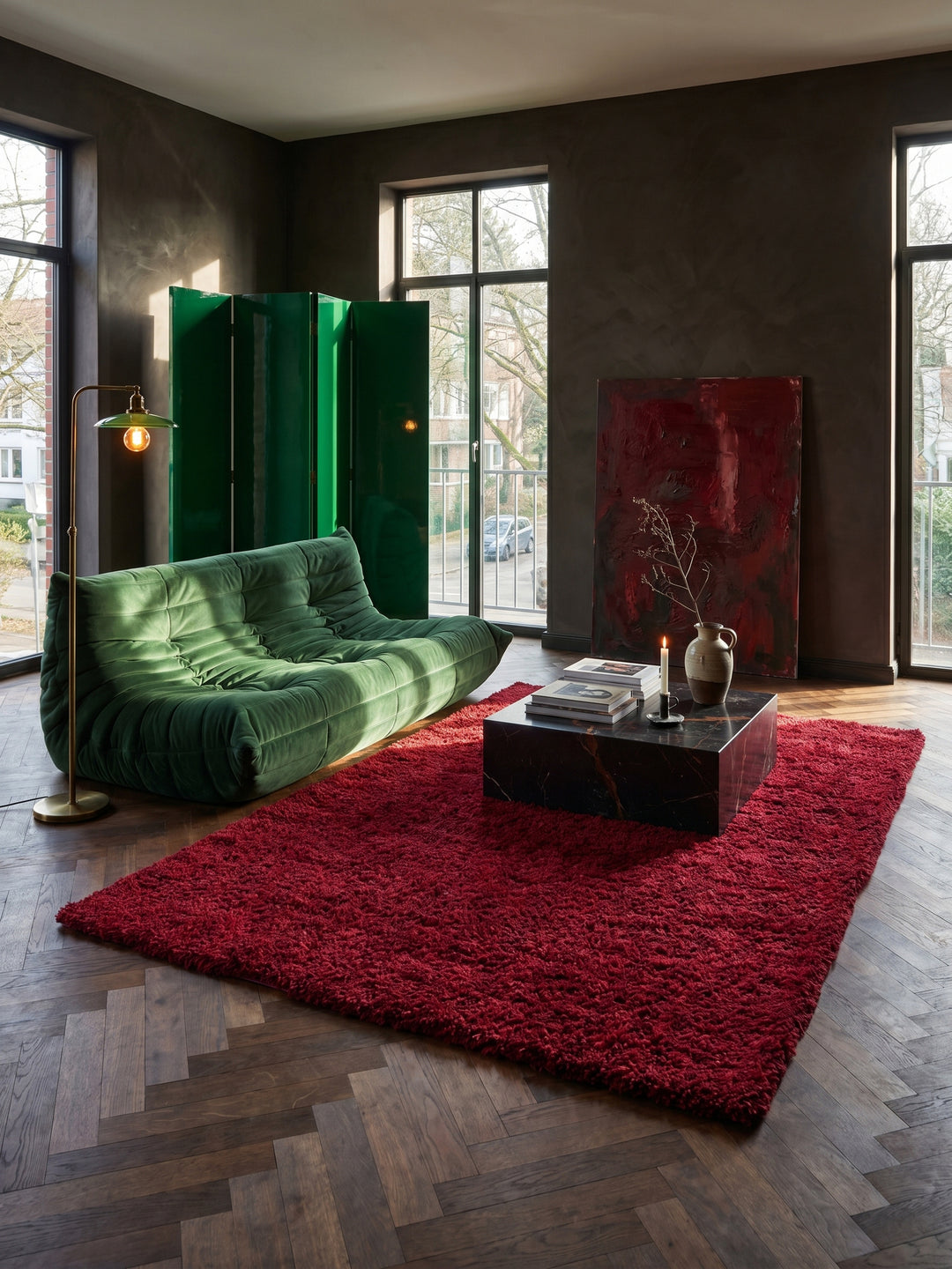 Teppich Red rechteckig im modernen Wohnzimmer_