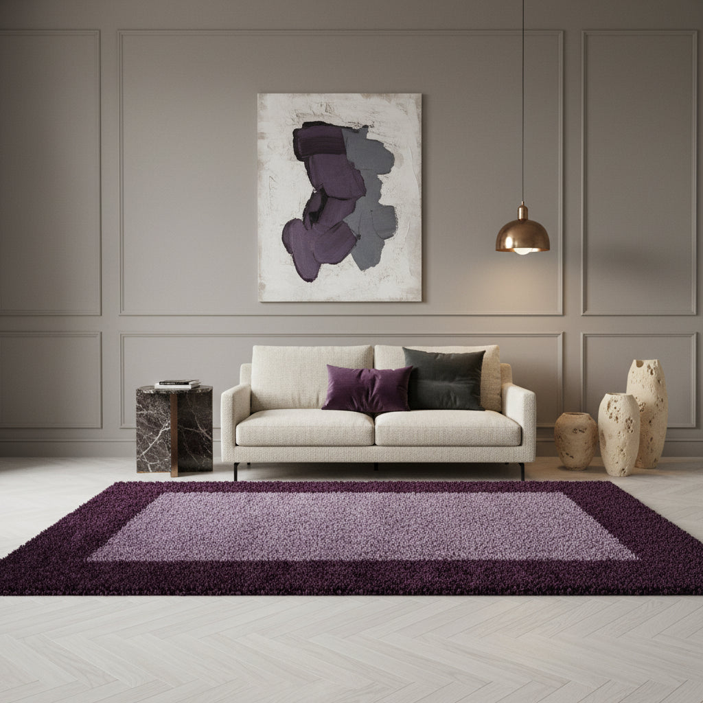 Shaggy Hochflor-Teppich Bordüre – Waschbar & Flauschig | 3,00 cm Florhöhe für Barfußkomfort – Ansicht 2