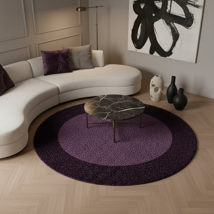 Teppich Hochflor einfarbig mit Bordüre Polypropylen Wohnzimmer_Rund_