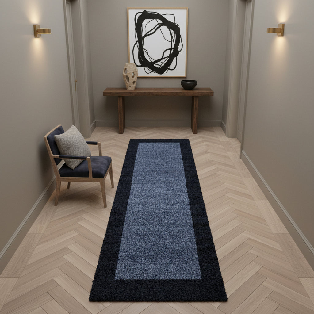 Teppich Hochflor einfarbig mit Bordüre Polypropylen Wohnzimmer_Läufer_
