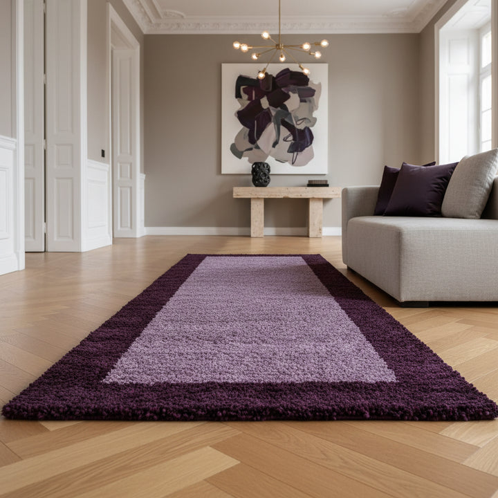 Teppich Hochflor einfarbig mit Bordüre Polypropylen Wohnzimmer_Läufer_