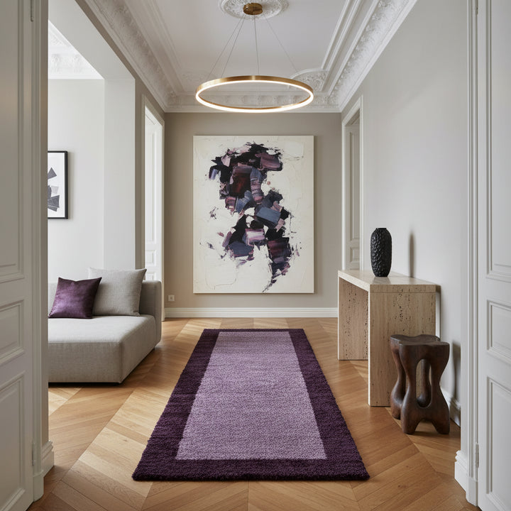 Teppich Hochflor einfarbig mit Bordüre Polypropylen Wohnzimmer_Läufer_