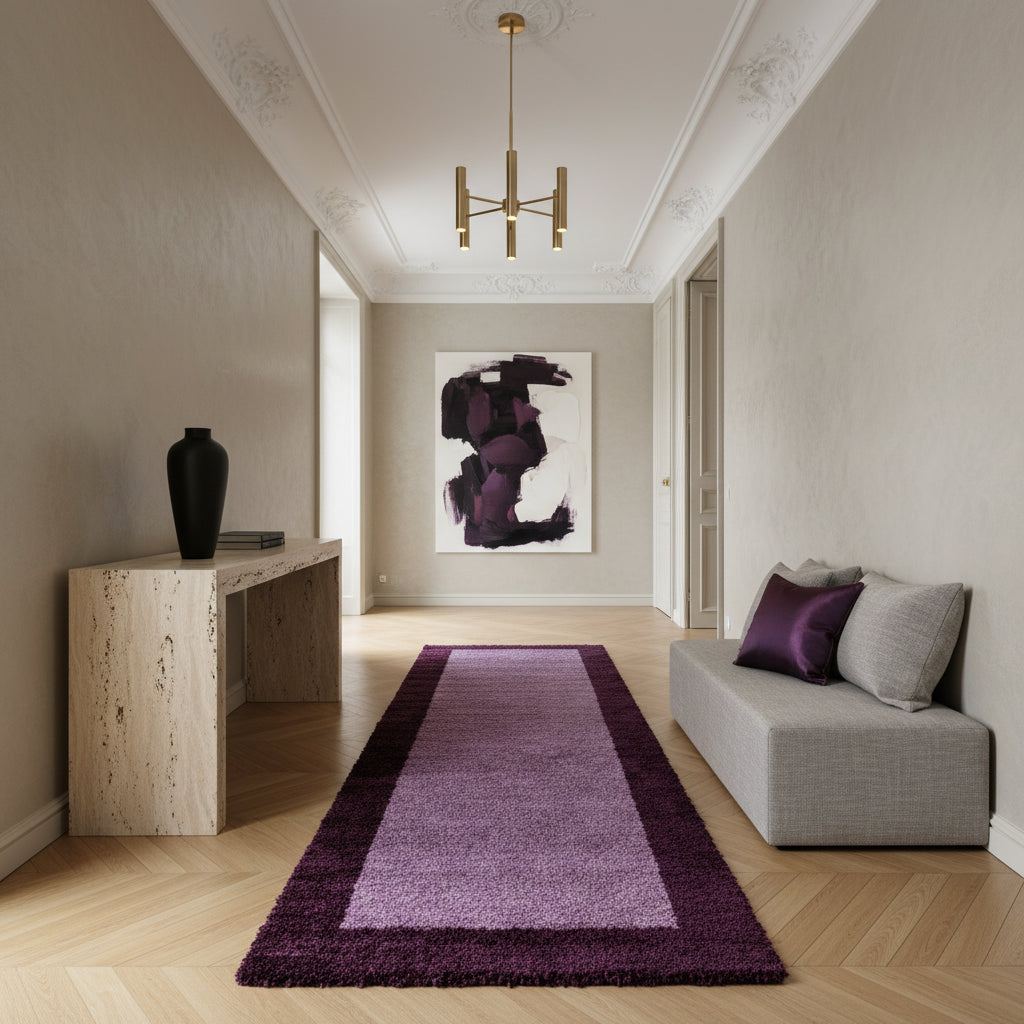 Teppich Hochflor einfarbig mit Bordüre Polypropylen Wohnzimmer_Läufer_