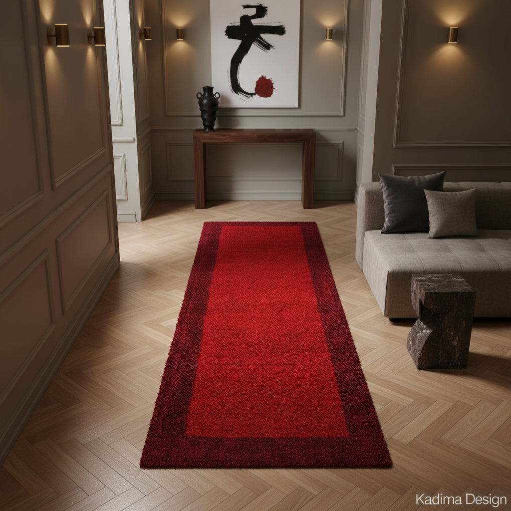 Teppich Hochflor einfarbig mit Bordüre Polypropylen Wohnzimmer_Läufer_