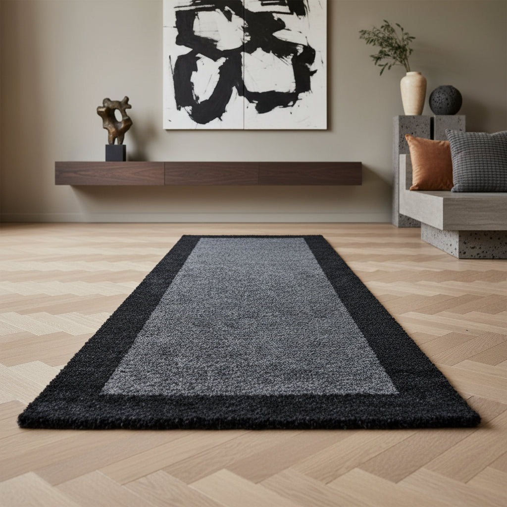 Teppich Hochflor einfarbig mit Bordüre Polypropylen Wohnzimmer_Läufer_