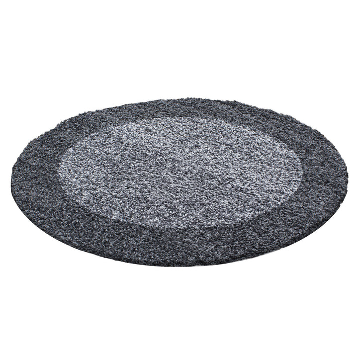 Teppich Hochflor einfarbig mit Bordüre Polypropylen Wohnzimmer_Rund_