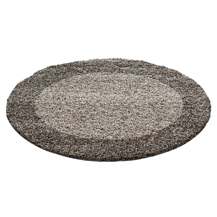 Teppich Hochflor einfarbig mit Bordüre Polypropylen Wohnzimmer_Rund_