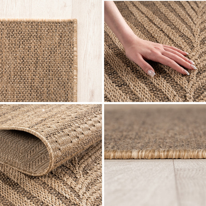 Teppich Braun Jute-Optik rund Polypropylen Jute-Optik Einrichtung Wohnidee Bodenbelag ARLBERG_