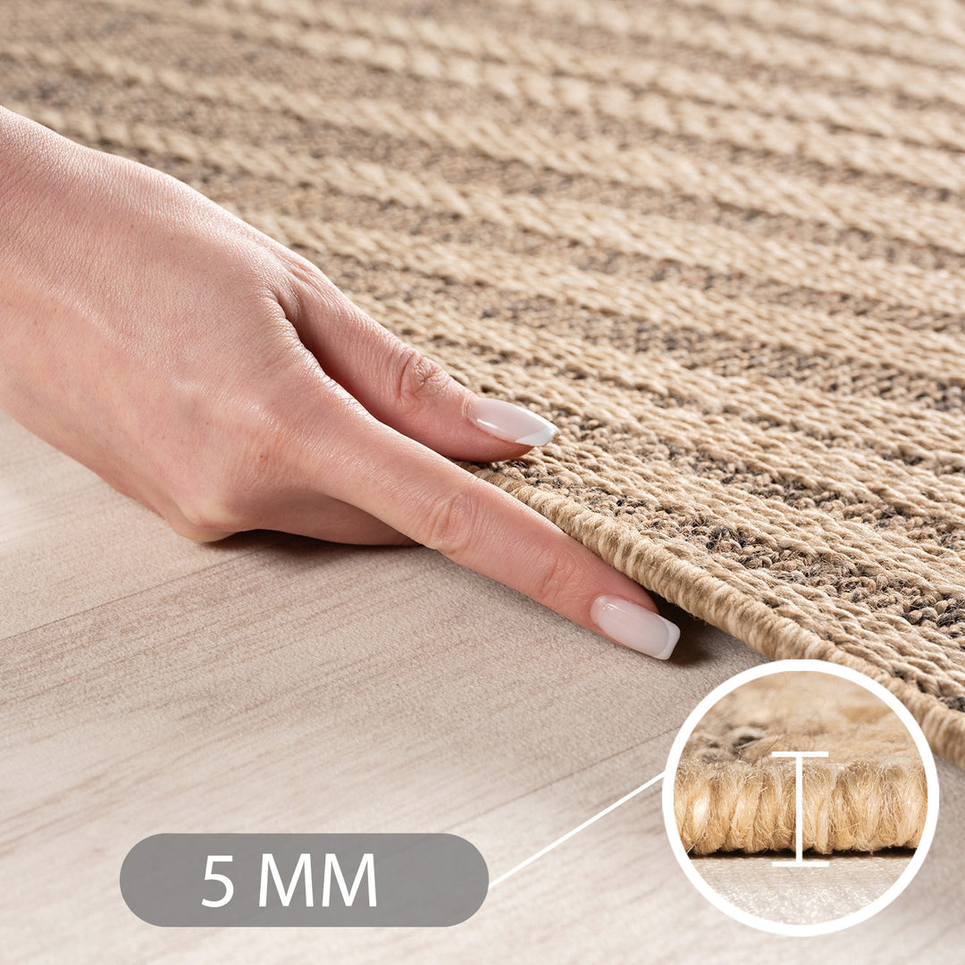 Teppich Braun Jute-Optik rund Polypropylen Raumgestaltung Inneneinrichtung Jute-Optik ARLBERG 160x160_