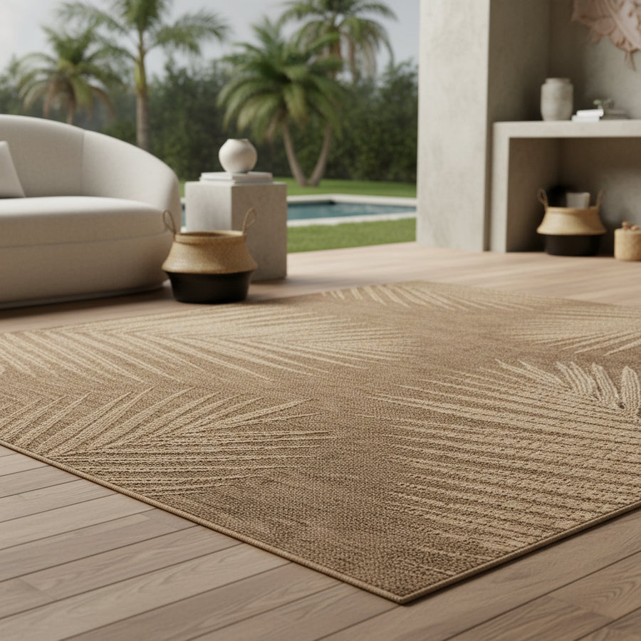 Outdoor Teppich Blattmuster Waschbar Wetterfest Balkon – Kadima Design
