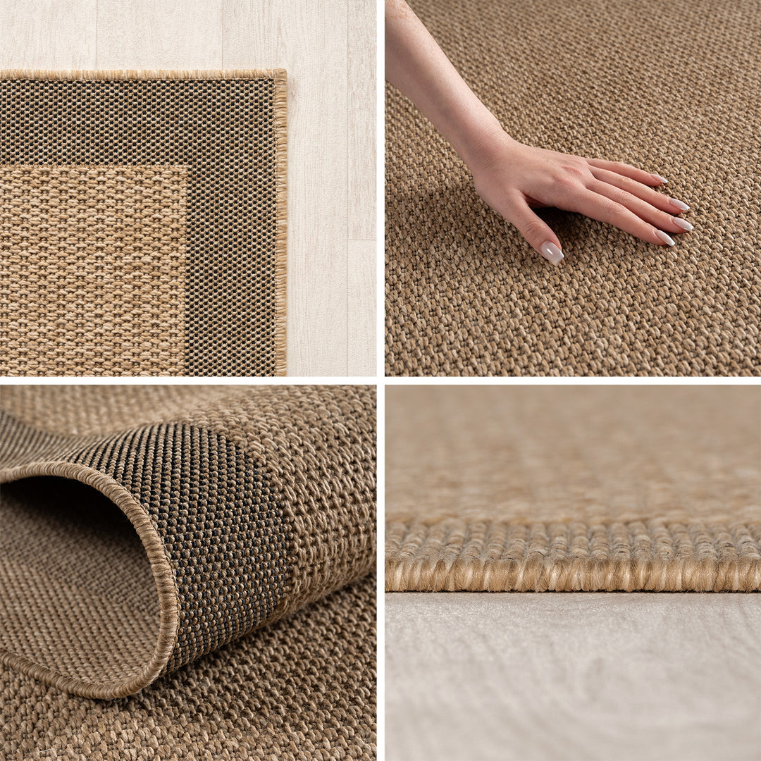 Teppich Beige Jute-Optik rund Polypropylen Jute-Optik Einrichtung Wohnidee Bodenbelag ARLBERG_