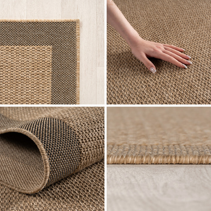 Teppich Beige Jute-Optik rund Polypropylen Jute-Optik Einrichtung Wohnidee Bodenbelag ARLBERG_