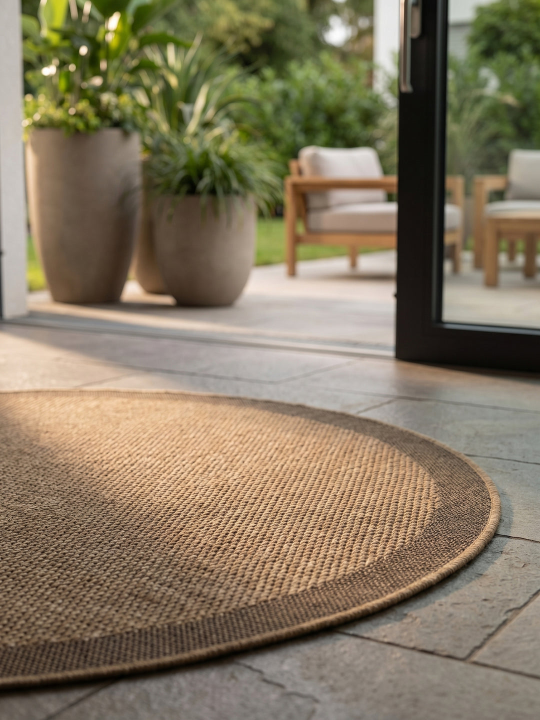 Teppich Beige rund Textur Nahaufnahme Detail_