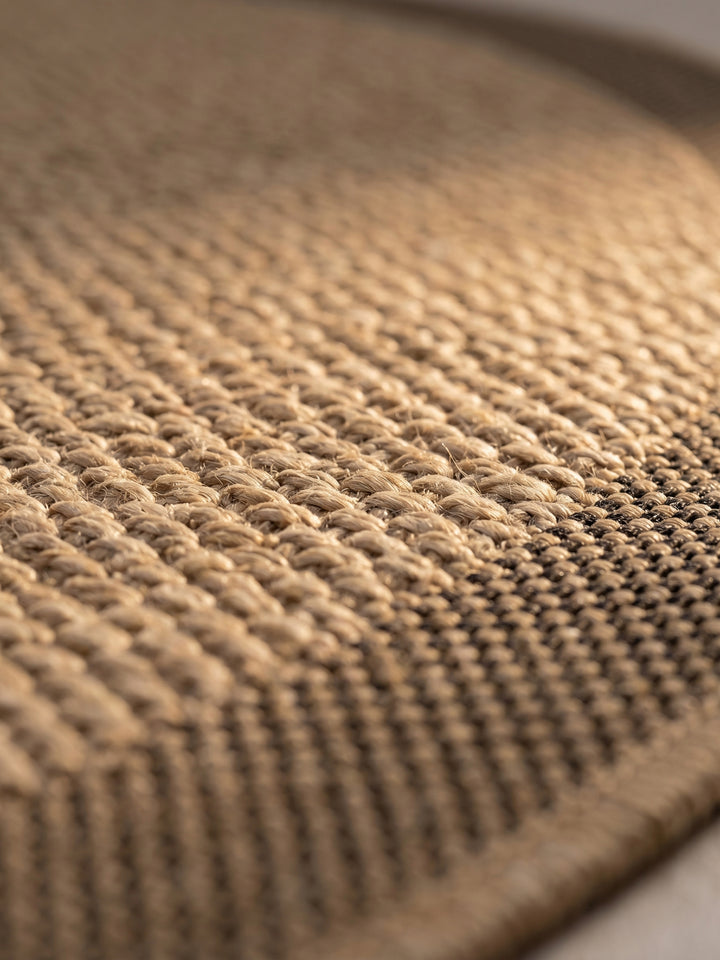 Teppich Beige rund Webstruktur Qualität_