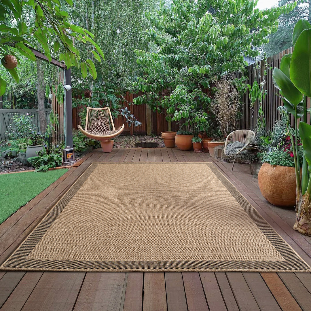 Teppich In-/Outdoor Jute-Optik Flachgewebe Bordüre Polypropylen_Rechteckig_