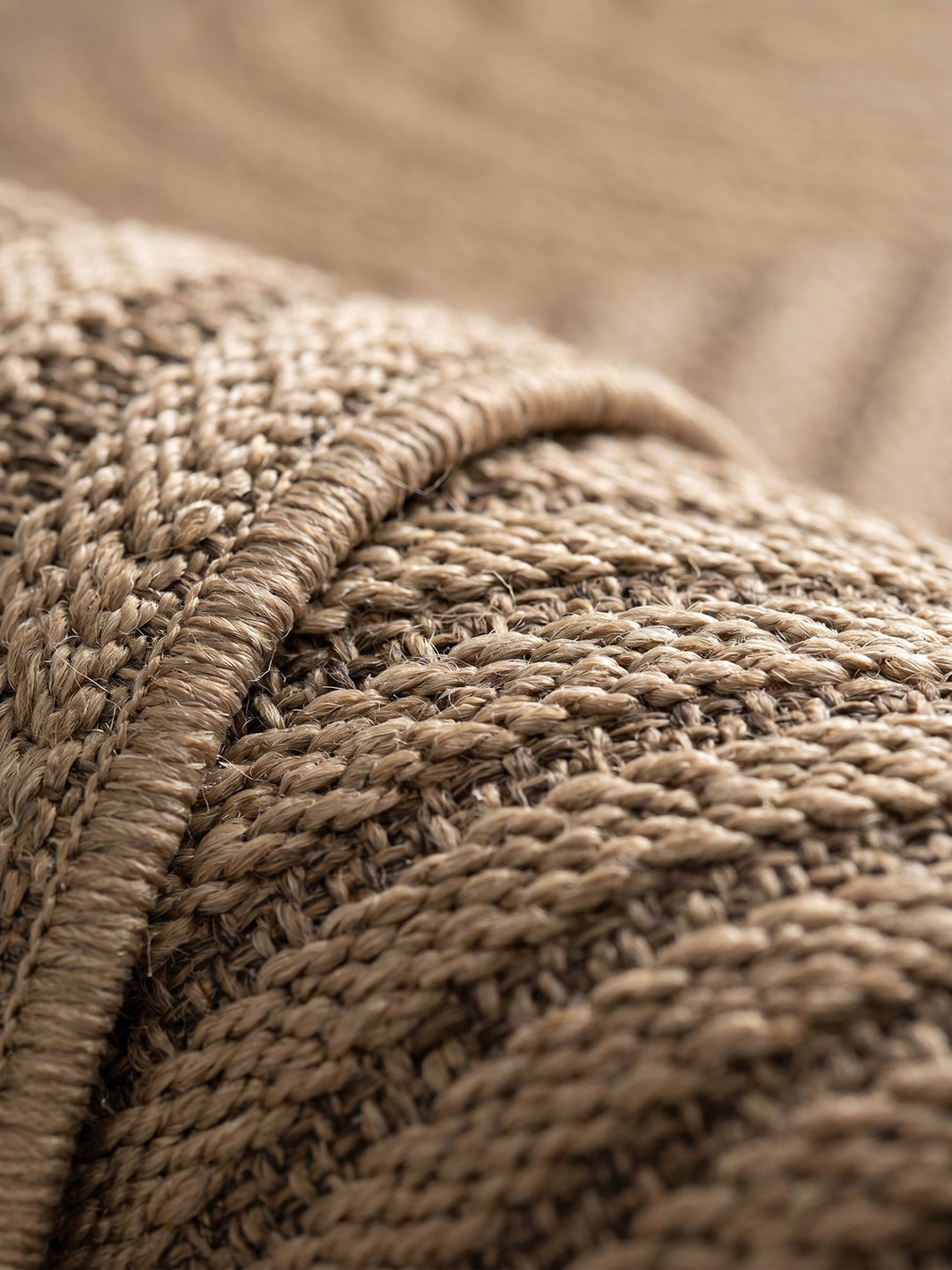 Teppich Beige rund Webstruktur Qualität_