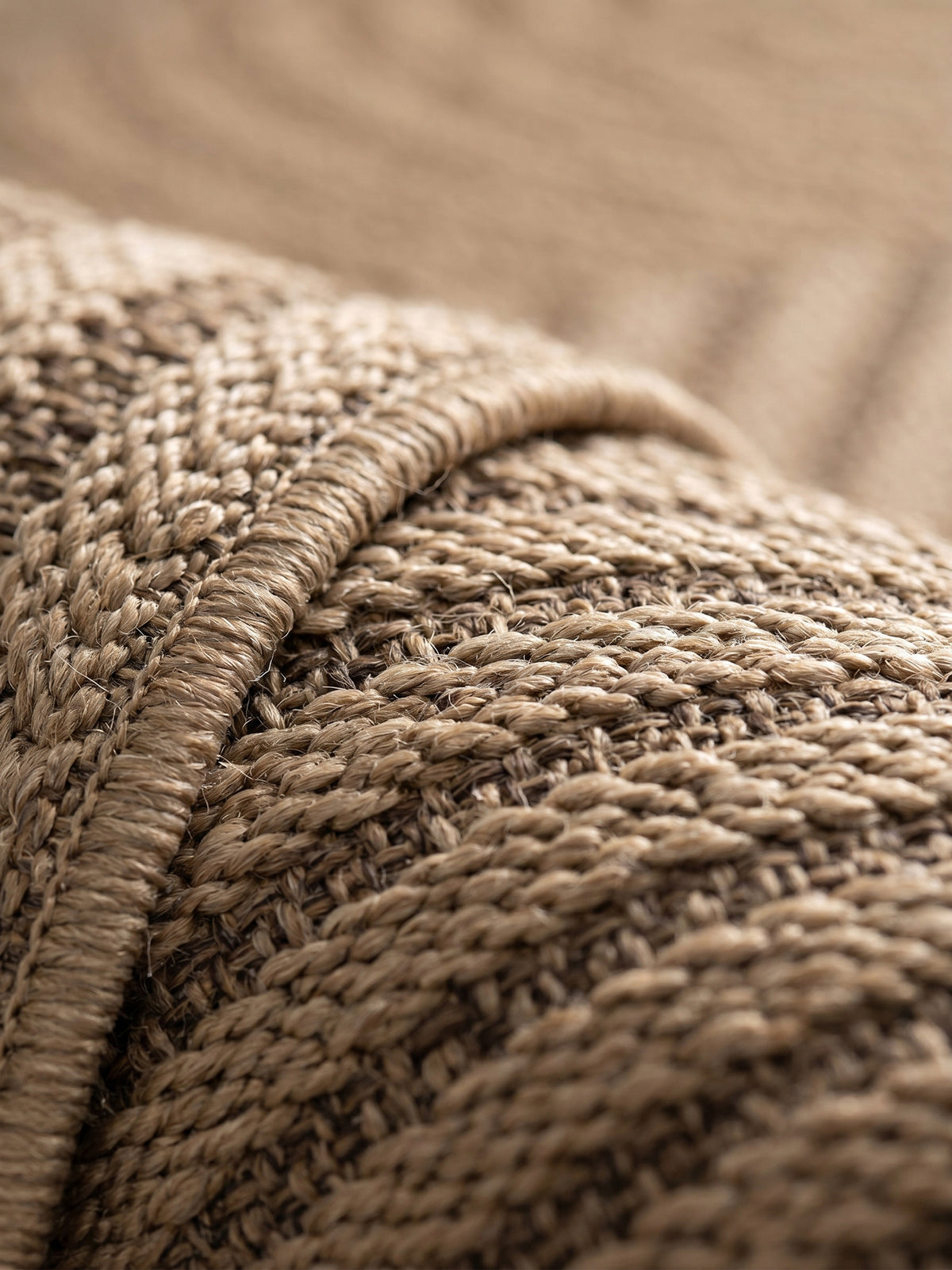 Teppich Beige rund Webstruktur Qualität