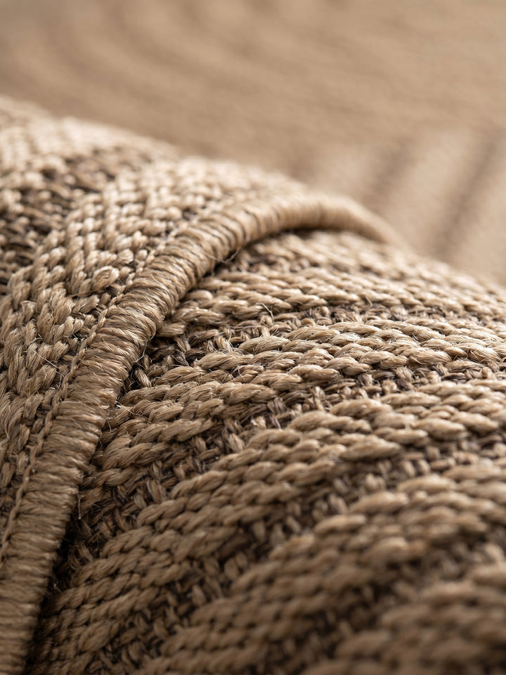 Teppich Beige rund Webstruktur Qualität_