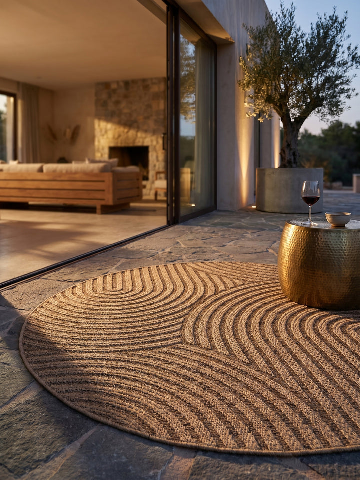 Teppich Beige rund Textur Nahaufnahme Detail_