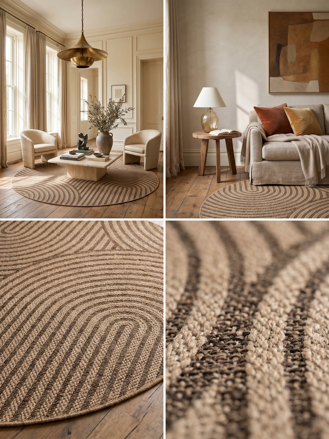 Teppich Beige rund Farbdetail Muster_
