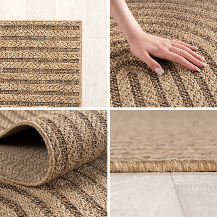 Teppich Beige Jute-Optik rund Polypropylen Jute-Optik Einrichtung Wohnidee Bodenbelag ARLBERG_