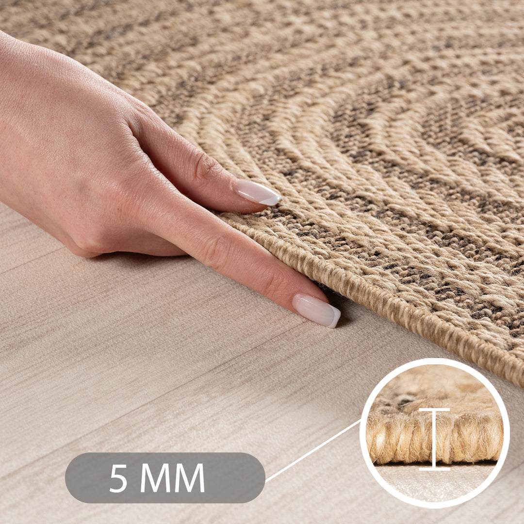 Teppich Beige Jute-Optik rund Polypropylen Raumgestaltung Inneneinrichtung Jute-Optik ARLBERG 160x160_