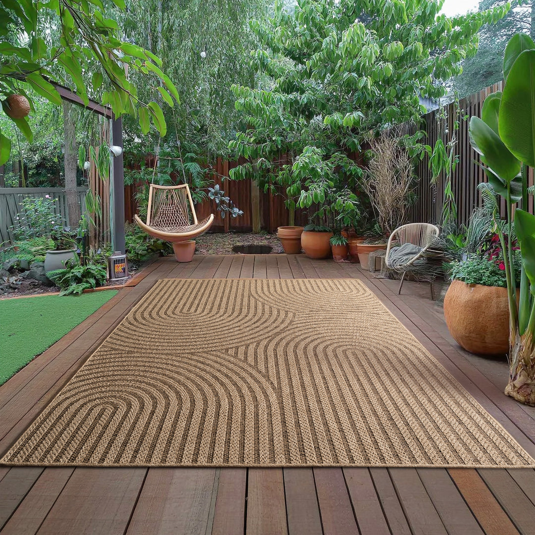 Teppich In-/Outdoor Jute-Optik Flachgewebe Grobe Linien Polypropylen_Rechteckig_