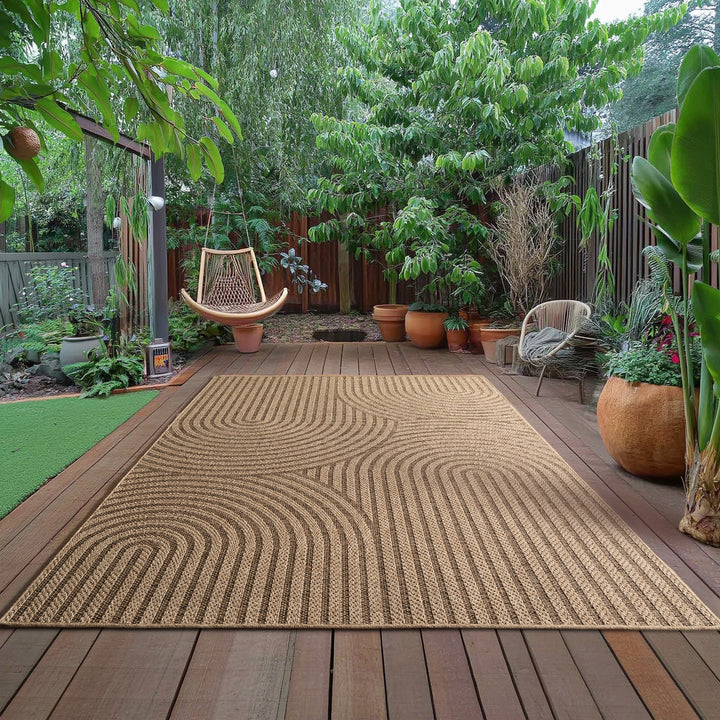 Teppich In-/Outdoor Jute-Optik Flachgewebe Grobe Linien Polypropylen_Rechteckig_