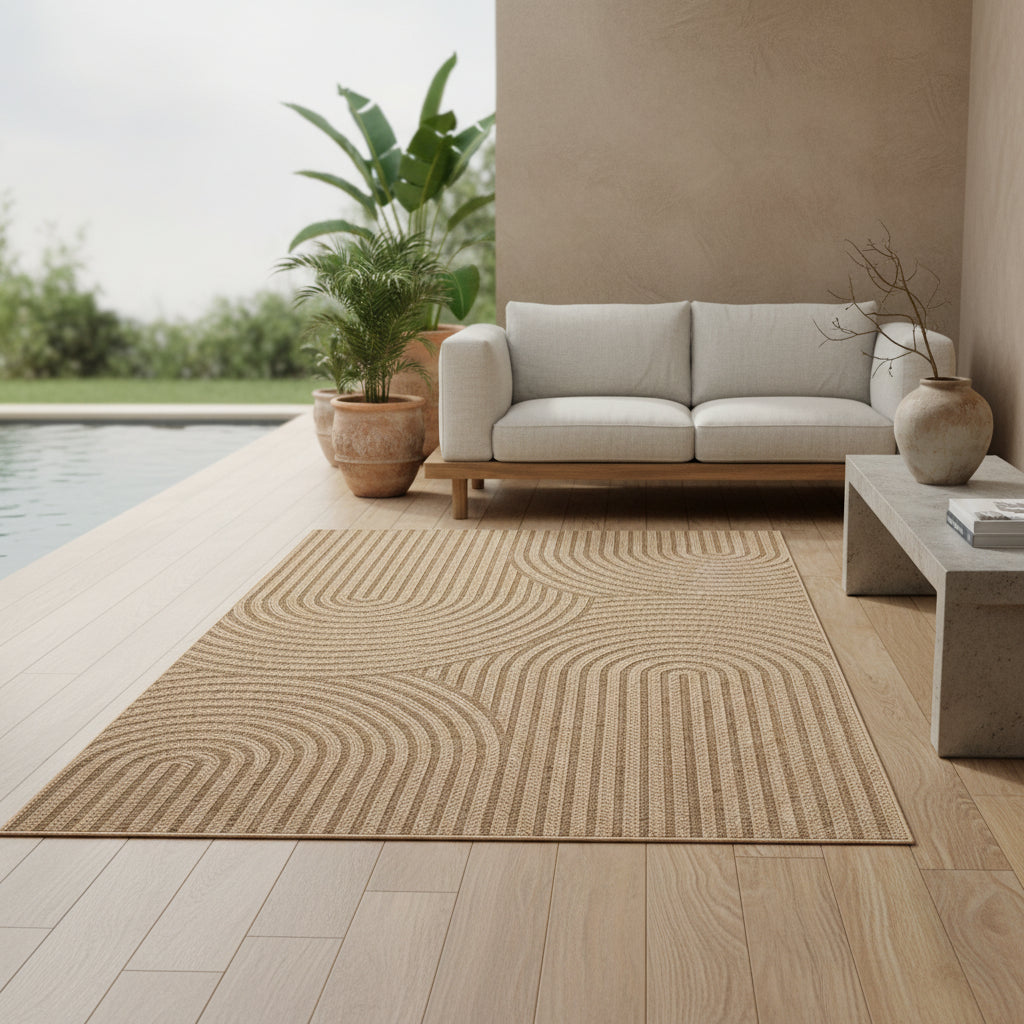 Outdoor-Teppich Grobe Linien – Waschbar & Wetterfest für Balkon & Terrasse – Ansicht 3