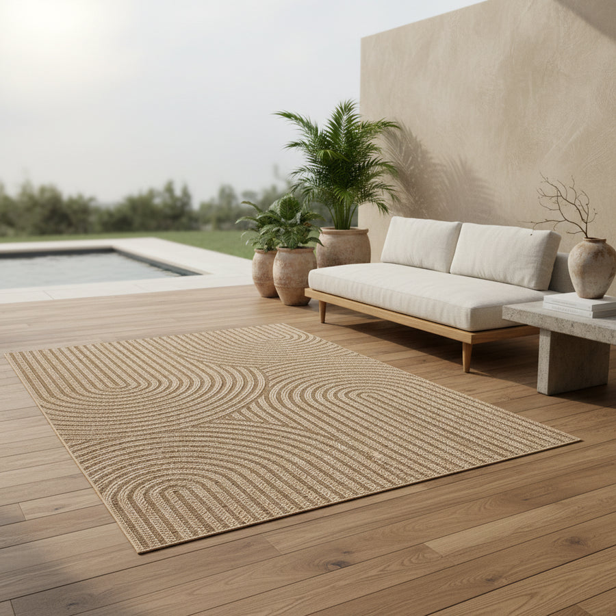 Outdoor-Teppich Grobe Linien – Waschbar & Wetterfest für Balkon & Terrasse