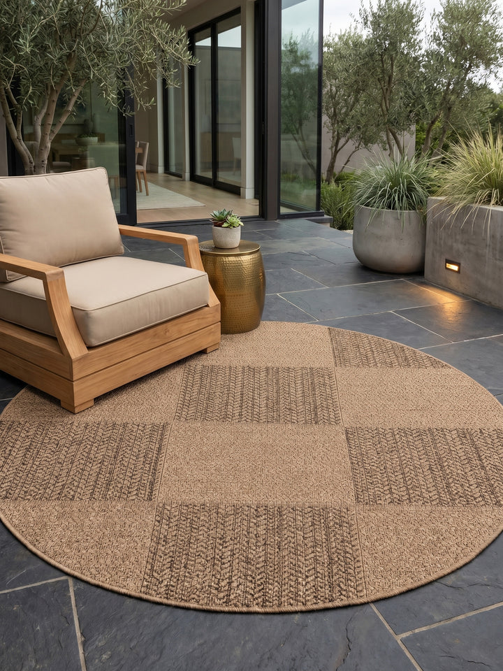 Teppich Beige rund Muster Draufsicht_