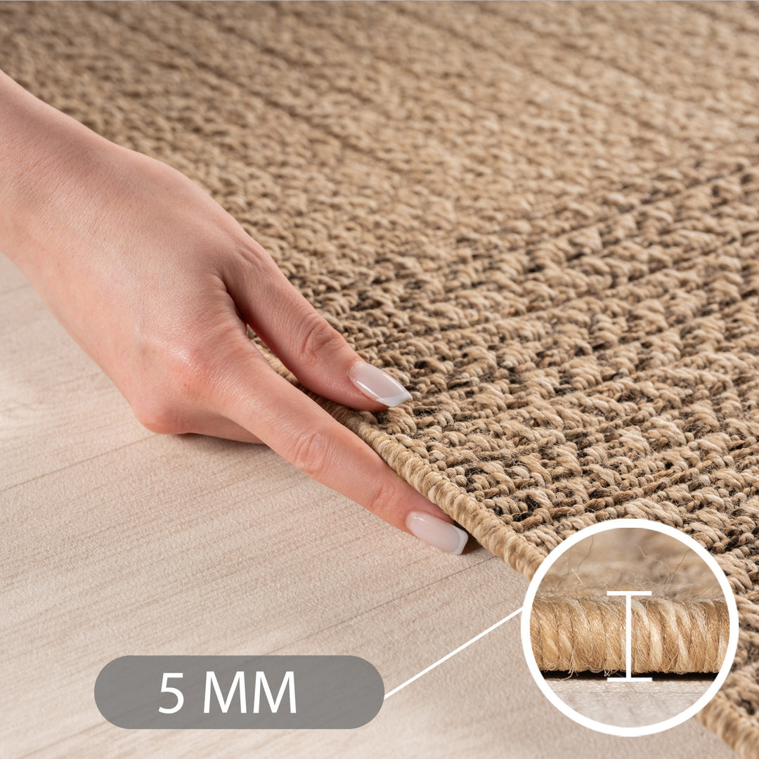 Teppich Beige Jute-Optik rund Polypropylen Raumgestaltung Inneneinrichtung Jute-Optik ARLBERG 160x160_