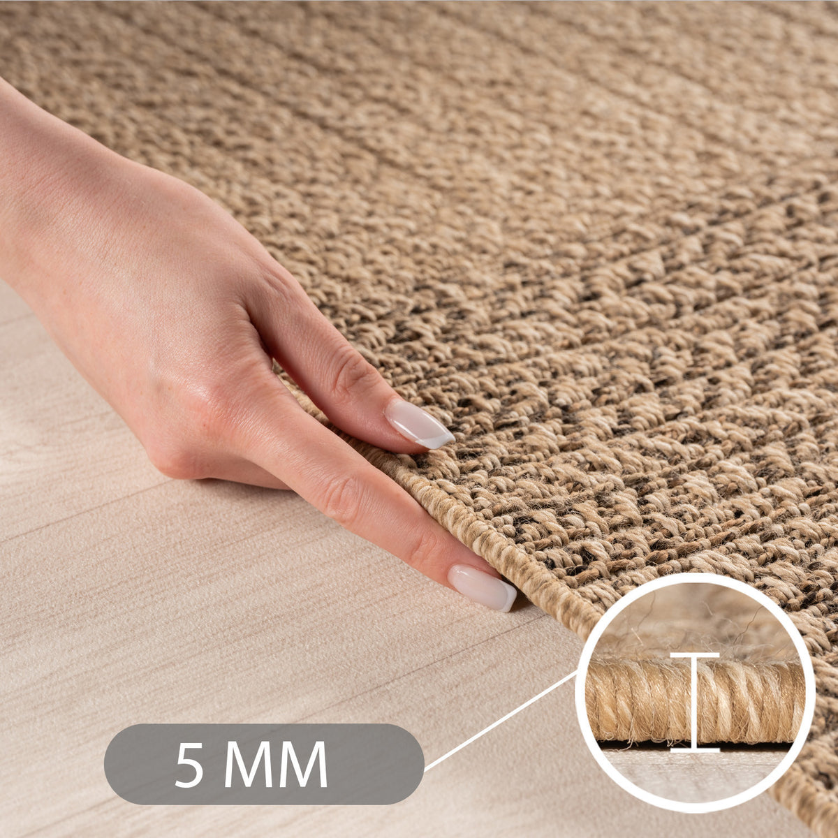 Teppich Beige Jute-Optik rund Polypropylen Raumgestaltung Inneneinrichtung Jute-Optik ARLBERG 160x160_